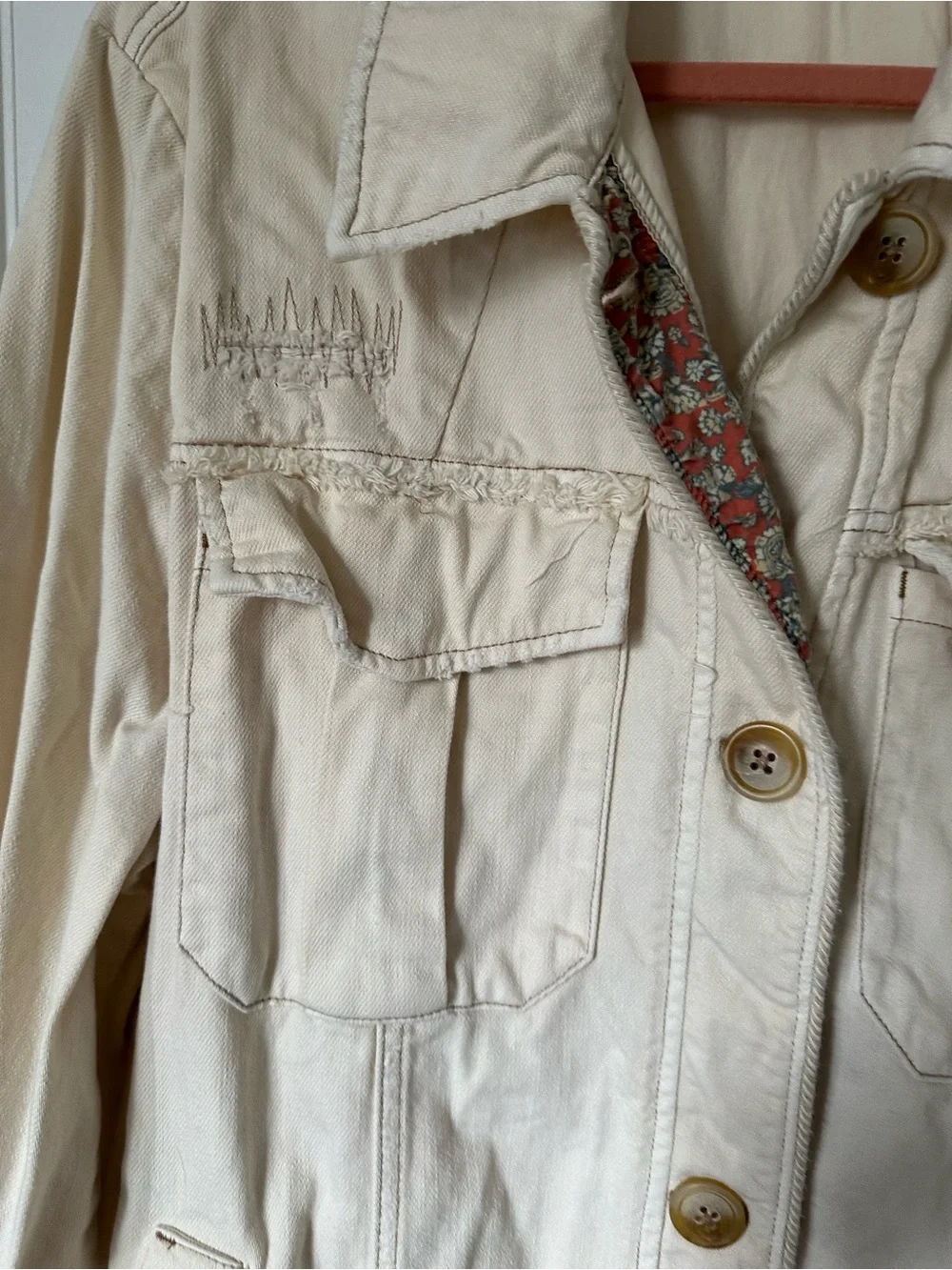 Free People Cream Utility Jacket with Button Front - Picture 3 of 16